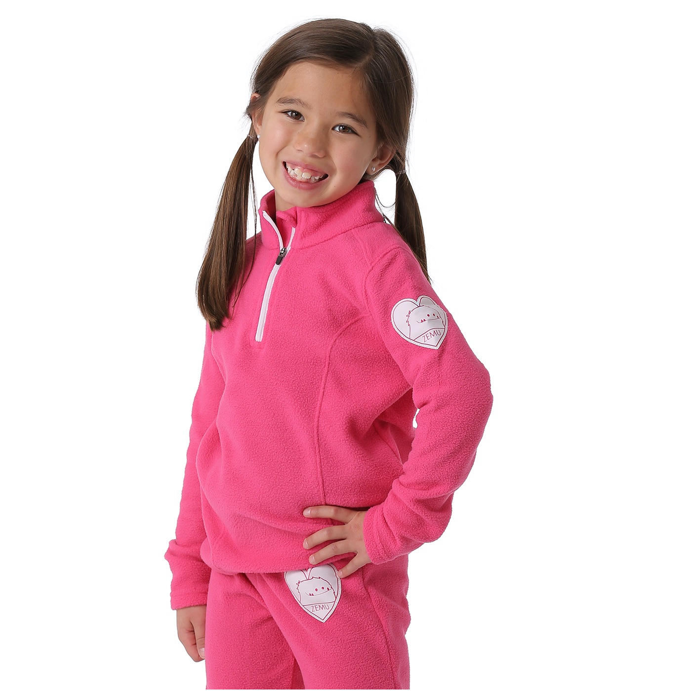 Junior Girls 1/4 Zip Fleece Top - Pink/Fuchsia - Zemu Apparel